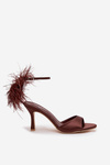 High heel sandals with feathers Chocolate Caelina