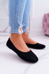 Women's Ballerinas With Zircons Suede Black Lora