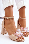 Elegant High Heel Sandals With Crystals Beige Cameron