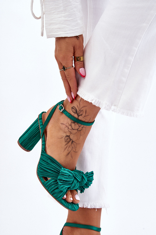 Fashionable Sandals With A Bow On Heels Green Callum
