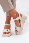 Women's Leather Wedge Sandals Artiker 54C1624 Beige