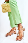 Fashionable Sandals Flip-flops With Pearls Rose Gold Isalia