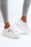 White Women's Leather Platform Sneakers Pernalia