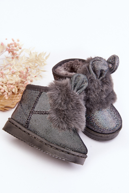Children's snow boots with fur lining and ear details gray Betty
