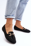 Women's Moccasins with Eco-Suede Decoration Black Winalita