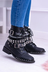 Lu Boo Black Boots with Studs Buckle Lock