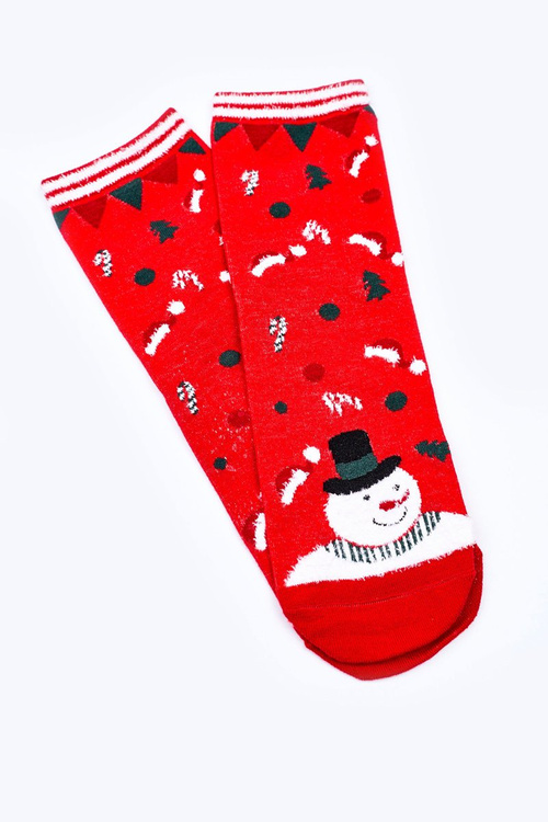 Women's Christmas Socks With Santa Hats COSAS Red