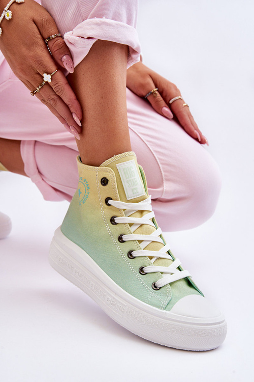 High Platform Sneakers Big Star LL274A190 Yellow-Green