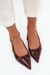 Patent leather high heels with bow chocolate Olvena