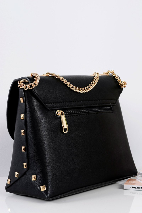 Stylish Black Women's Handbag Letter Bag Gold Chain