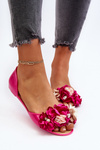 Women's Rubber Ballerina Flats with Flowers Fuchsia Junikla