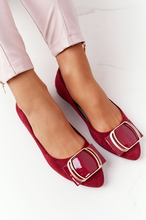Suede Ballerinas With A Buckle Sergio Leone BL623 Burgundy