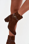 Women's ankle boots made of natural suede with heel lined Sergio Leone BT25384-S Brown