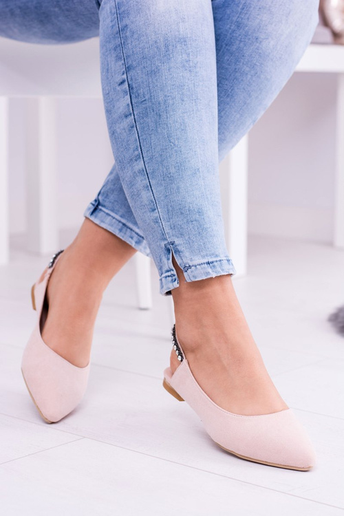 Lu Boo Pink Suede Ballerinas in Spike Zirconia Macron