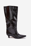 Patent leather women's boots with low heel black Mireva