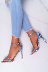 Lu Boo Snakeskin Stiletto Sandals Blue