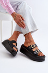 Women's Slides on Chunky Platform Black Mililena