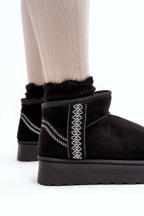 Women's Snow Boots On Platform Lined Black Lomessa