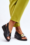 Women's Suede Buckle Sandals Black Camille
