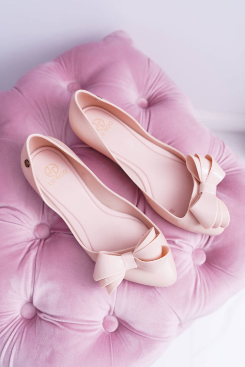 Lu Boo Pink Meliskirt Rubber Ballerinas Big Bow