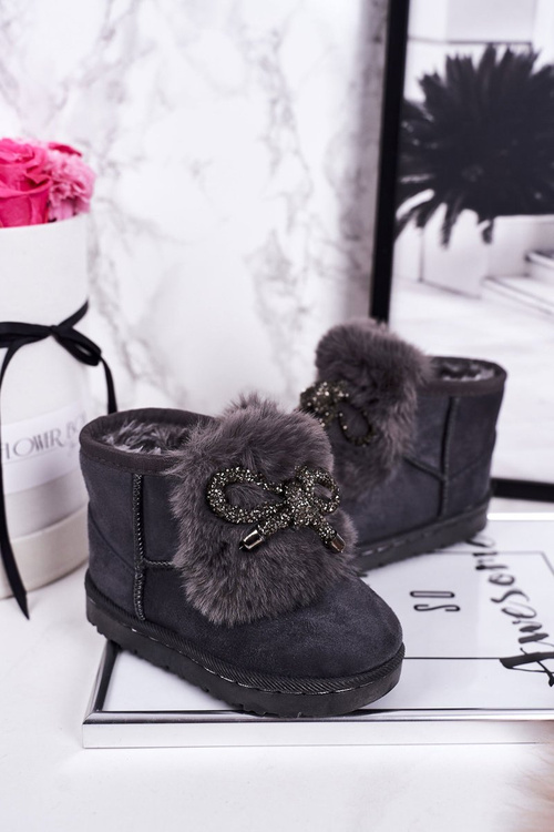 Children's Snow Boots Insulated With Fur Suede Grey Amelia