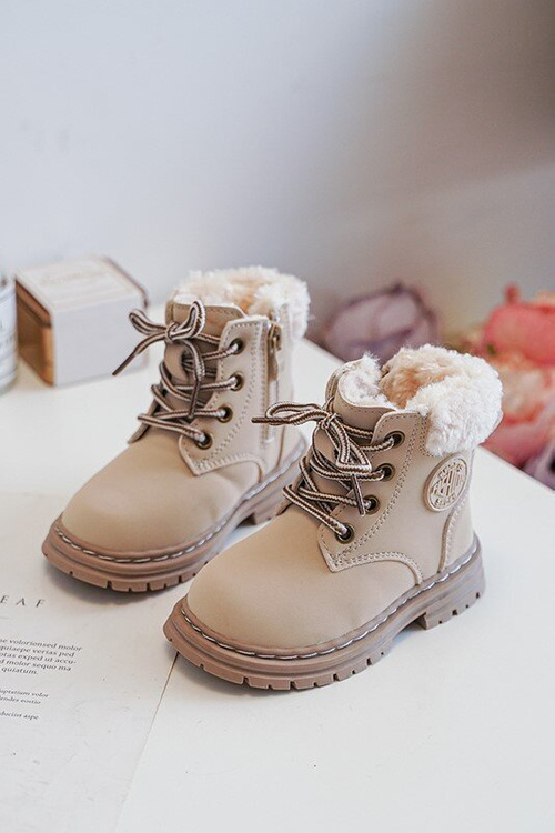 Children's Trapper Boots with Zip and Shearling Beige Marialee