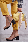 Suede Boots On High Heels With A Zipper Beige Sevione
