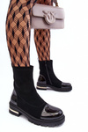 Leather Classic Ankle Boots On Flat Heel Black Shendete