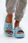 Women's Foam Slides on Chunky Sole with Bear Blue Lamira