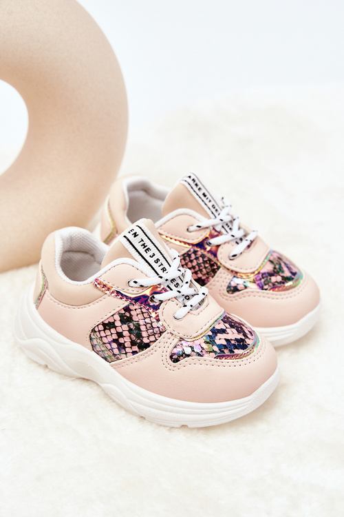 Buty Sportowe Wiązane Wężowe Różowe Gabbie