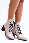 Lacquered Lace-Up Boots on Heel MR870-15 SBarski MR870-15 Light Gray
