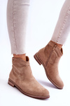 Women's Suede Flat Heel Boots Beige Liana