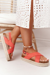 Sandały Na Korkowej Platformie Big Star FF274A129 Koralowe