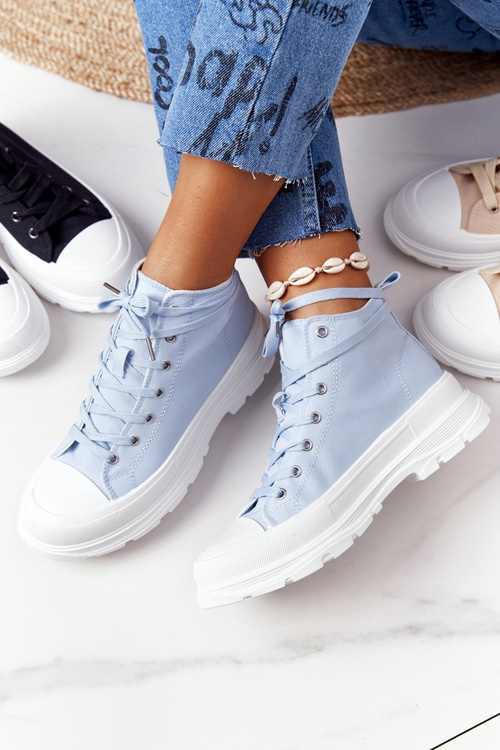 Women's High Sneakers On A Chunky Sole Blue Trissy
