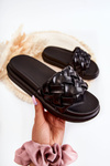 Women's Leather Braided Slippers Black Ravella