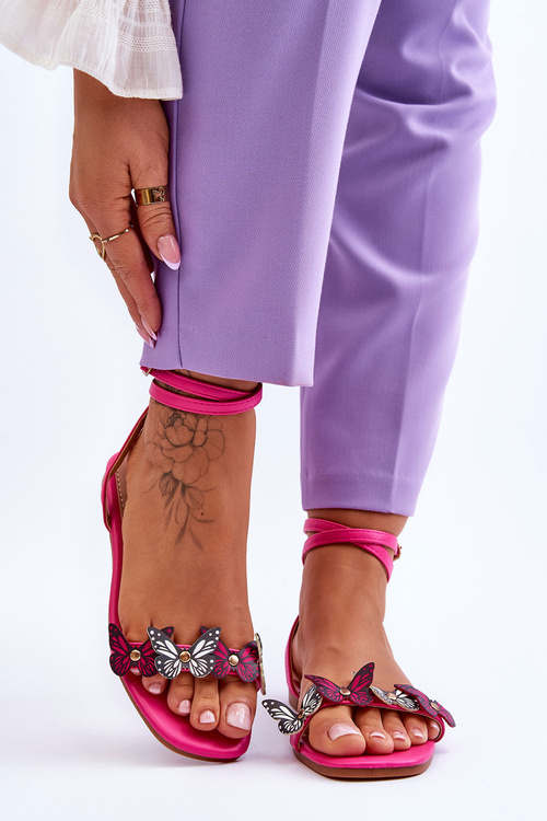 Women's Sandals With Decorative Butterflies Fuchsia Jeane
