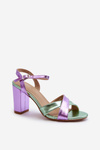 Eco Leather Sandals with Chunky Heel Purple Abilica