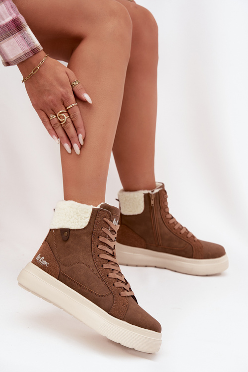 Damskie Buty Zimowe Z Kożuszkiem Brązowe Lee Cooper LCJ-25-01-3735