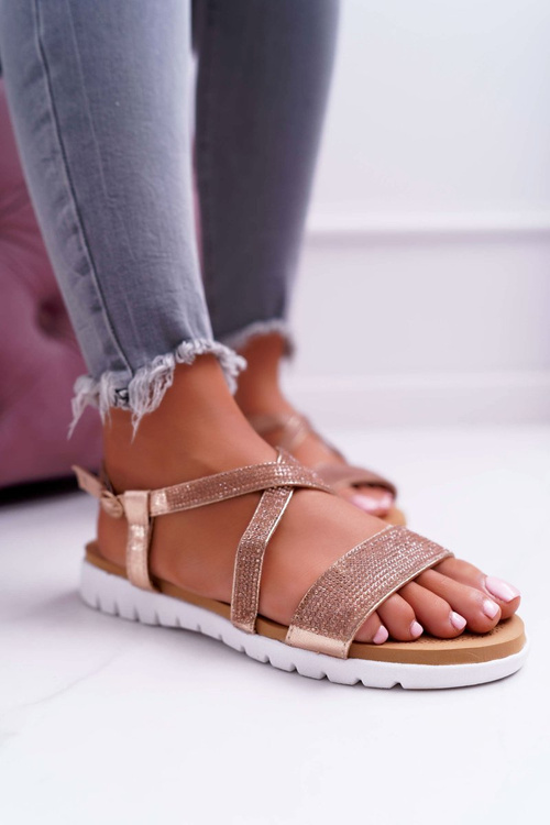 Women's Lu Boo Sandals With Zircons 406-5 Rose Gold Stella