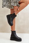 Warm Ankle Boots Women On Wedge And Platform Made Of Eco Suede Black Vinceza 58339