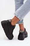 Leather Women's Sneakers On Platform Leopard Vinceza 89144 Black