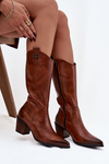 Leather Cowboy Boots With Heel Insulated Zazoo 70155 Brown