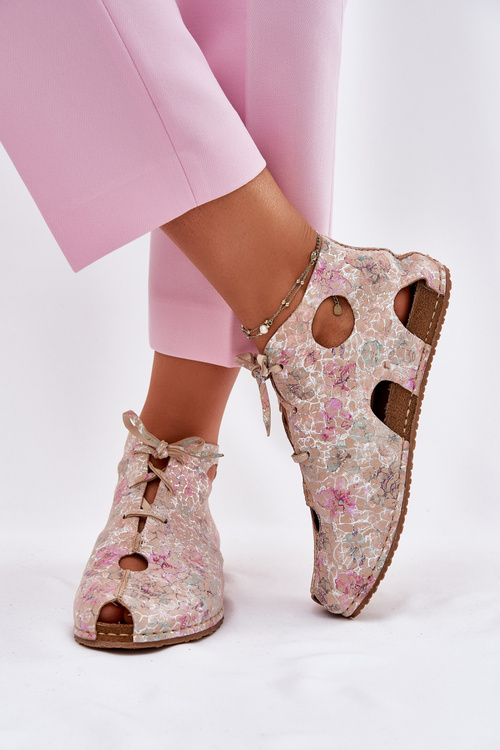 Patterned Leather Ankle Boots Maciejka 03426-48 Beige