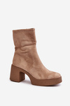 Women's Platform Ankle Boots With Chunky Heel S.Barski HY42-739 Beige