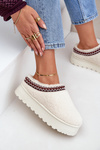 Snow Boots Slippers On Platform With Lambskin Light Beige Ovirissa
