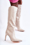 Leather Boots On A Stiletto Beige Rissa