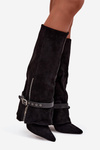 Women's Heeled Boots with Decorative Strap Black Jolivine