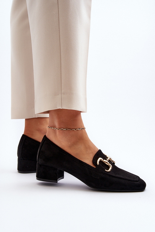 Low-heeled pumps with ornament black Dolvira