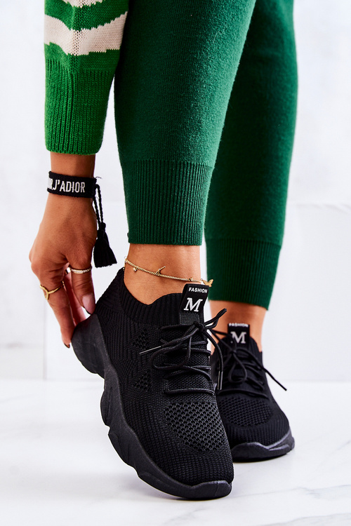 Sport Shoes Sneakers Fabric Black Nolene