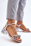 Women's Sandals With Low Heels With Ornaments Silver Benicio